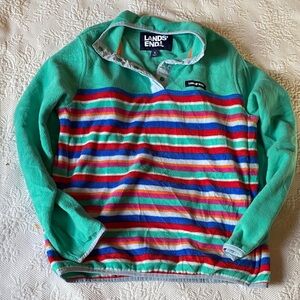 Lands' End Multicolor Striped Fleece Pullover